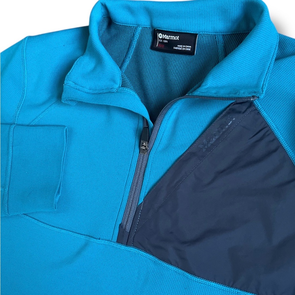 Marmot‎ 1/4 Zip Performance Sz Medium Teal / Black Pullover Long Sleeve Outdoor